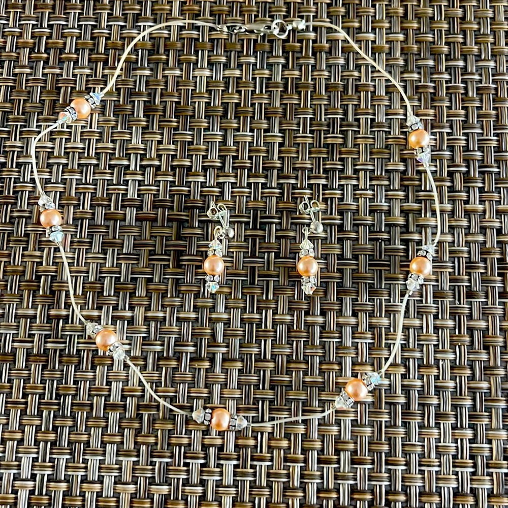 Crystal and Pearl Choker and Earring Set